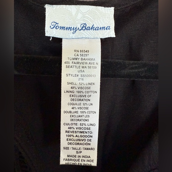 Tommy Bahama St.Lucia Linen Blend Soft Black Eyelet Dress- Small - Picture 6 of 6